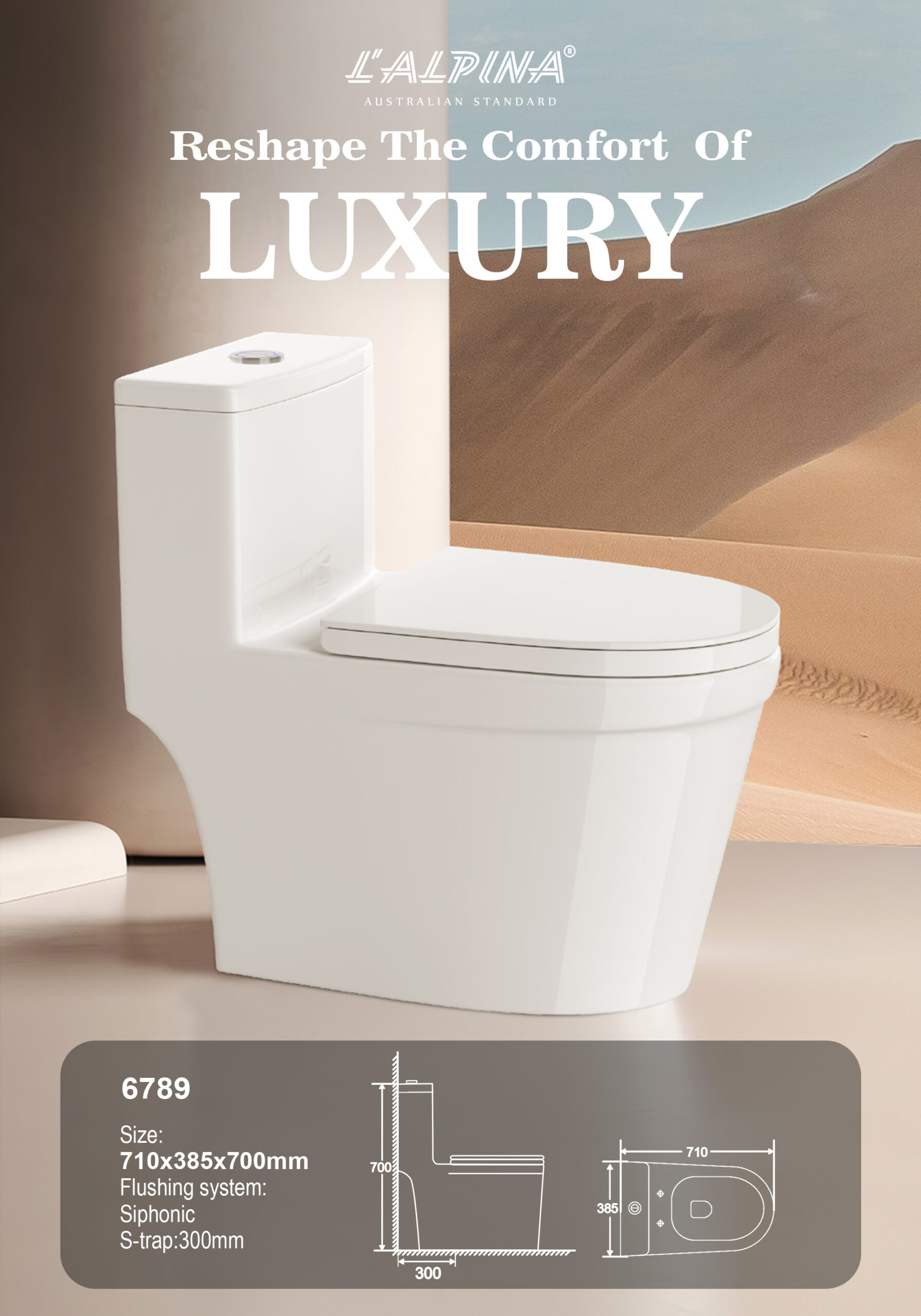 Bồn Cầu Cao Cấp Nắp UF, nút nhấn Ceramic GEBERIT LAL-6789W