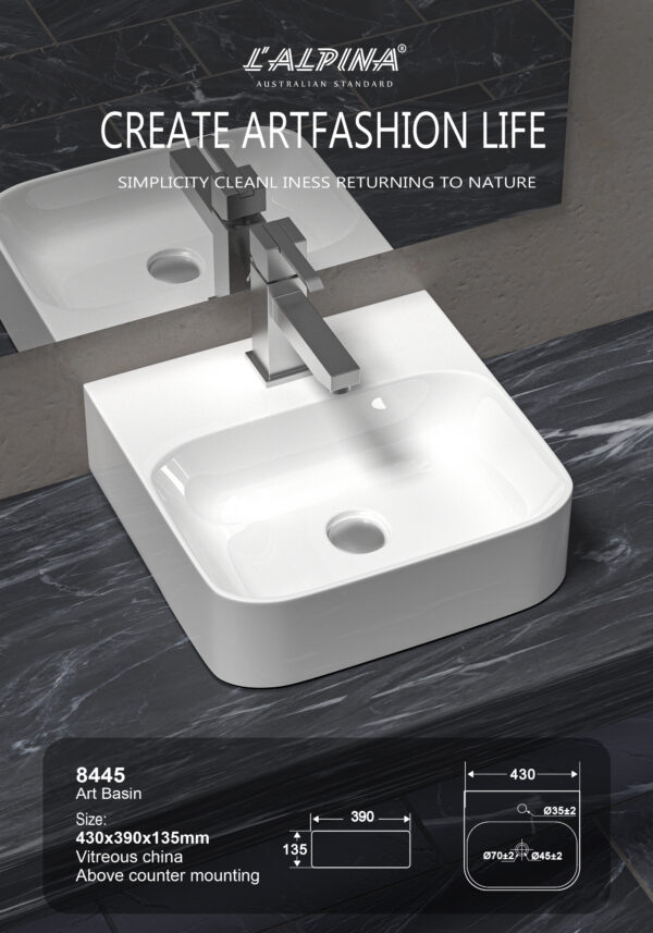 Chậu sứ Lavabo cao cấp L'ALPINA LAL-8445W