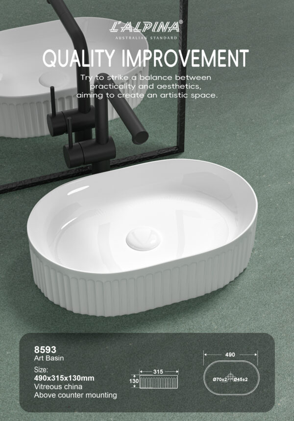 Chậu sứ Lavabo cao cấp L'ALPINA LAL-8593W