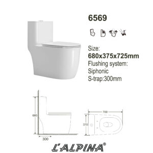 Bồn Cầu Cao Cấp Nắp UF L’ALPINA LAL-6569W