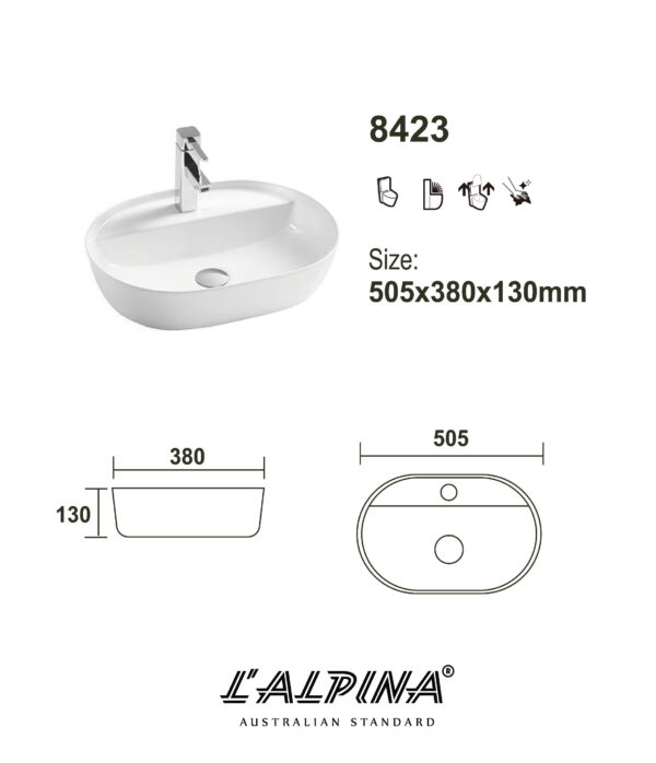 Chậu sứ Lavabo cao cấp L'ALPINA LAL-8423W