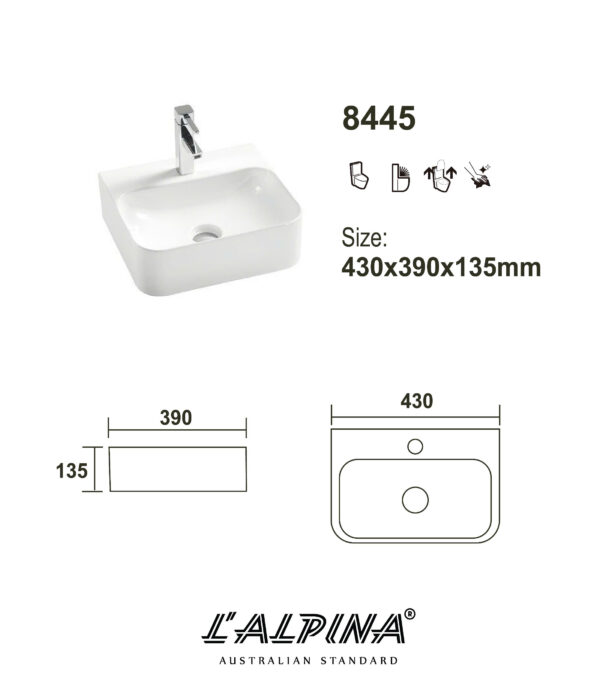Chậu sứ Lavabo cao cấp L'ALPINA LAL-8445W