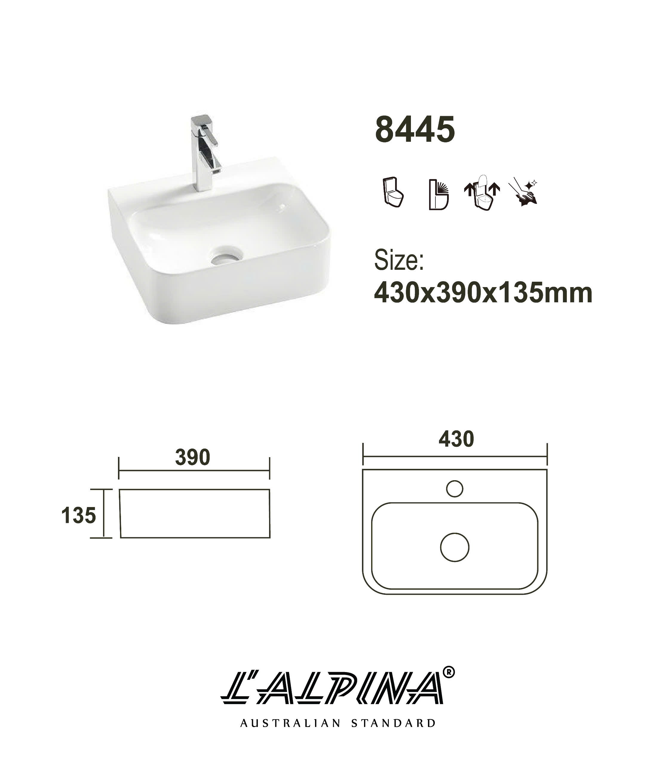 Chậu sứ Lavabo cao cấp L'ALPINA LAL-8445W - Ảnh 2